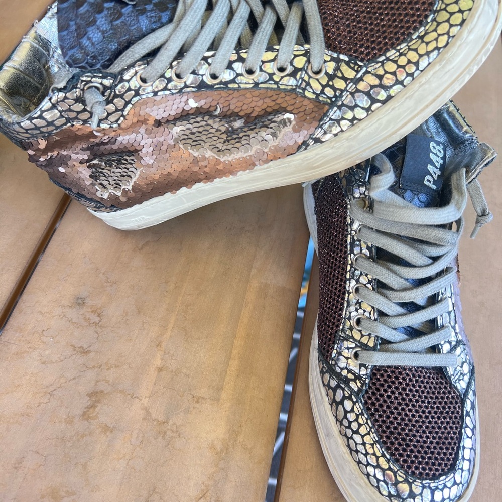 P448 Women’s Love B Mid Top Metallic Sneakers